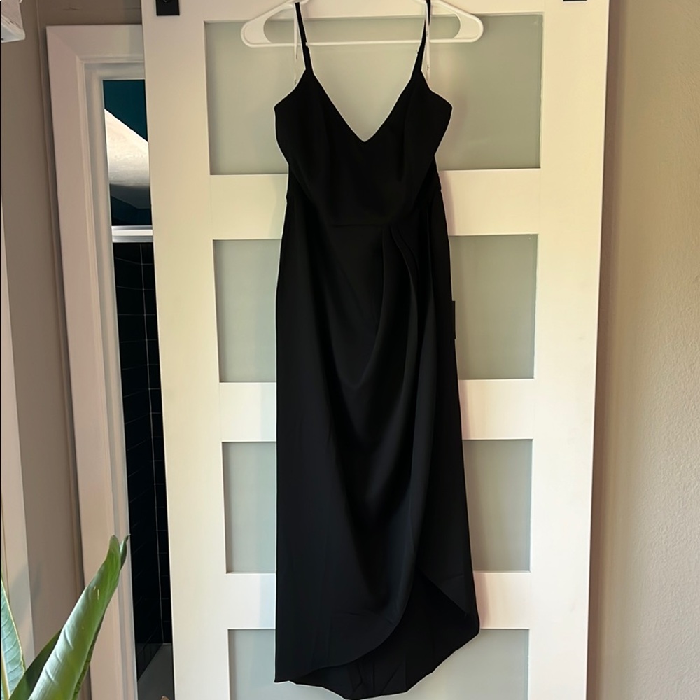 Lulu's Black High Low Slip Dress